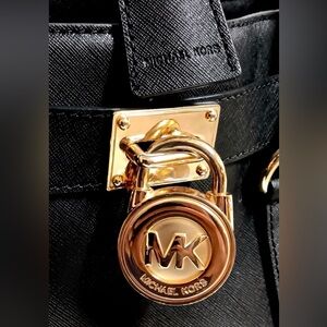 NWOT Michael Kors Hamilton With Gold Chain , Lock Key Blue Leather Bag